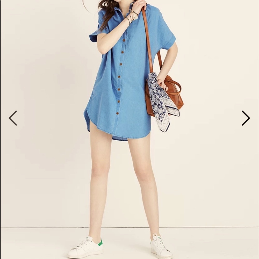 Madewell Linen Cotton Light Wash Chambray Button Down Shirtdress Shirt Dress - Picture 7 of 12